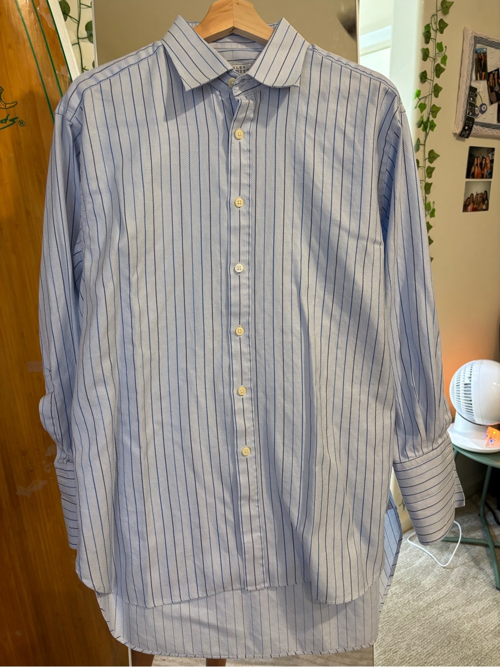 Charles Tyrwhitt Light Blue & Navy Striped Dress Shirt neck 17”